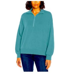 Three Dots Ladies' Quarter Zip Pullover, Nile Blue